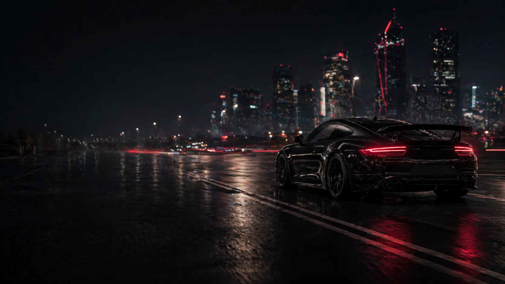 Night performance car in Baku-inspired city traffic